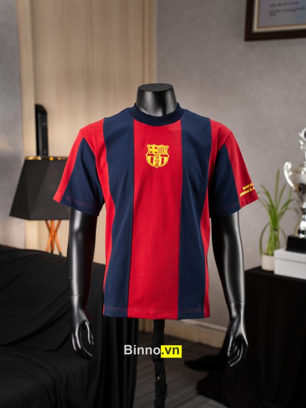 ÁO THUN FC BARCELONA - SỌC XANH ĐỎ (form rộng)